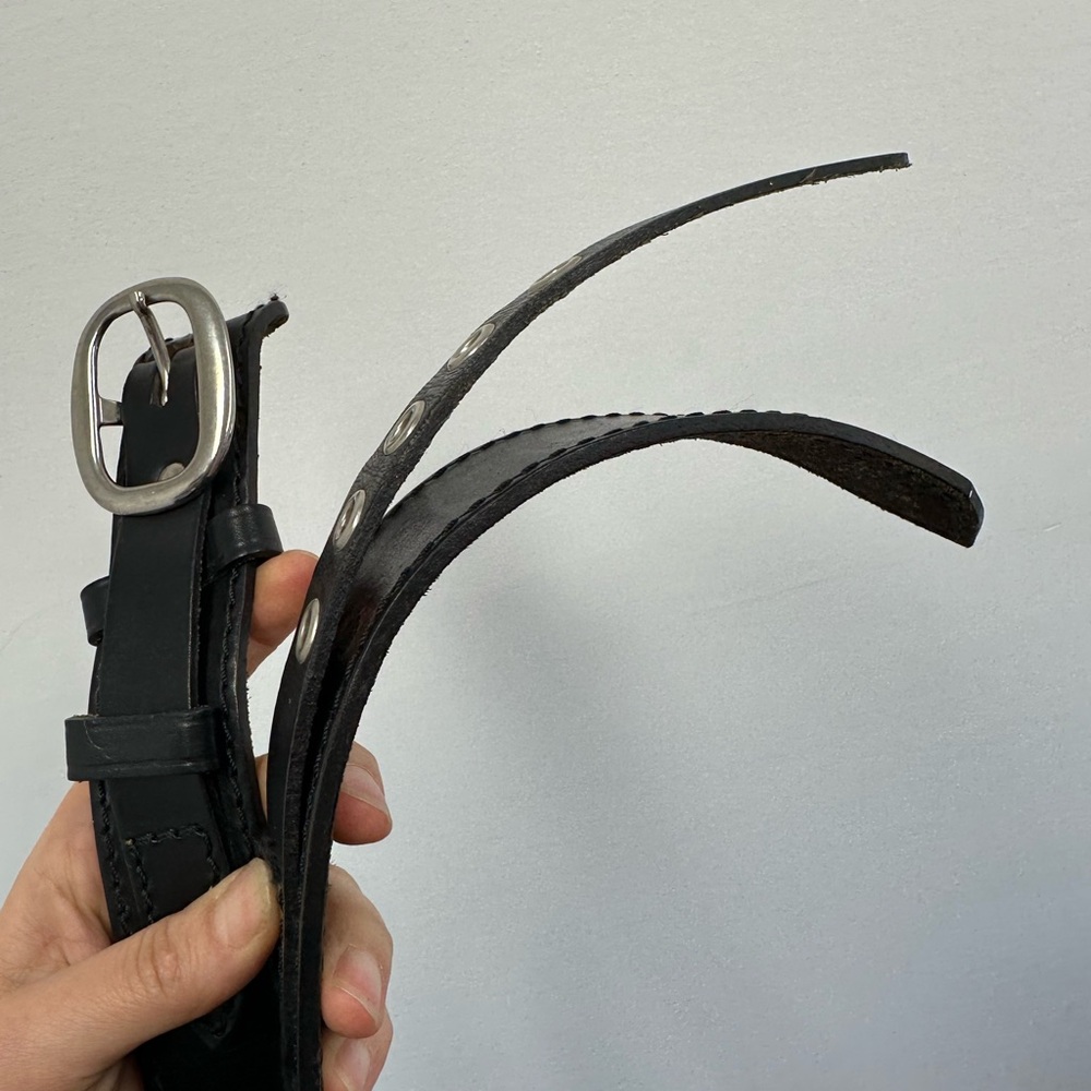 ⛔️SOLD⛔️Losco Of Paris Vintage Black Leather Belt Silver Tone Hardware Adjus - Picture 11 of 14